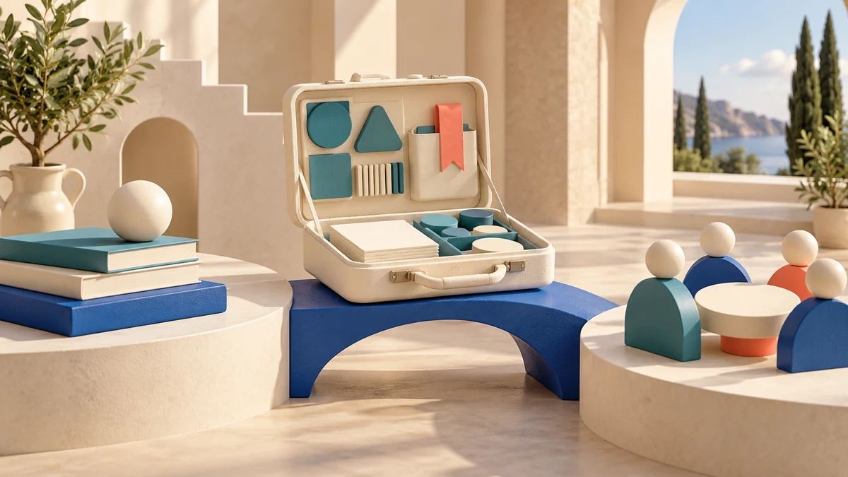 Kit di materiali inclusivi su un ponte fra due piattaforme per la continuità didattica.